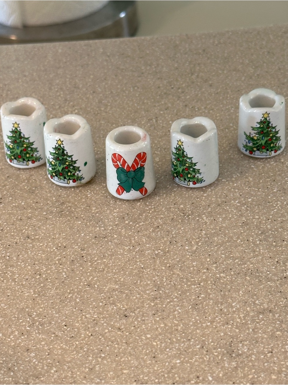 Vintage miniature Christmas Taper Candle Holders.
